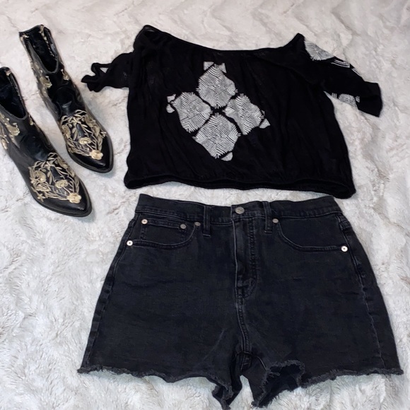 Madewell high waisted black cut off shorts excellent preowned condition size 28 - Picture 10 of 11